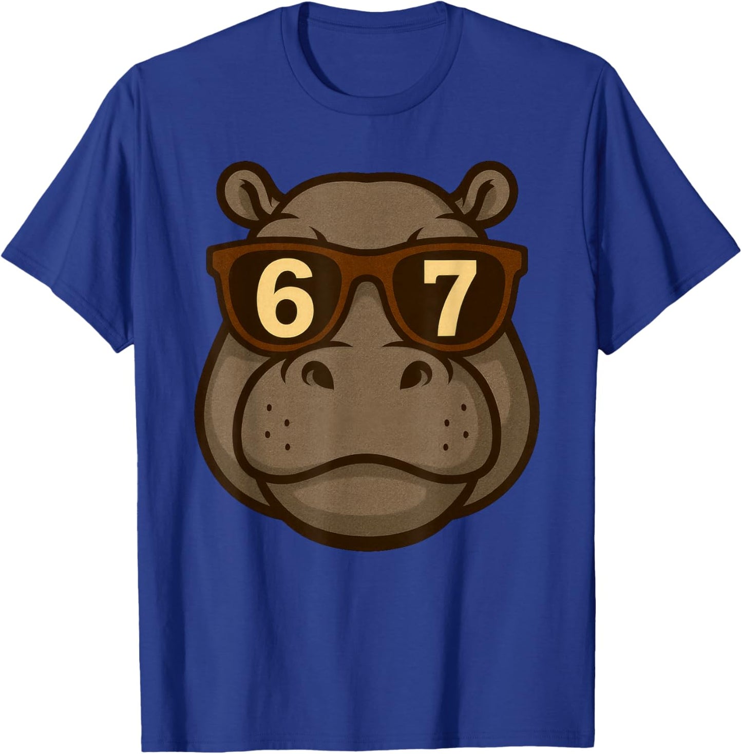Funny Hippopotamus Hippo Sunglasses 67 Six Seven Meme T-Shirt - T-Shirt | Royal