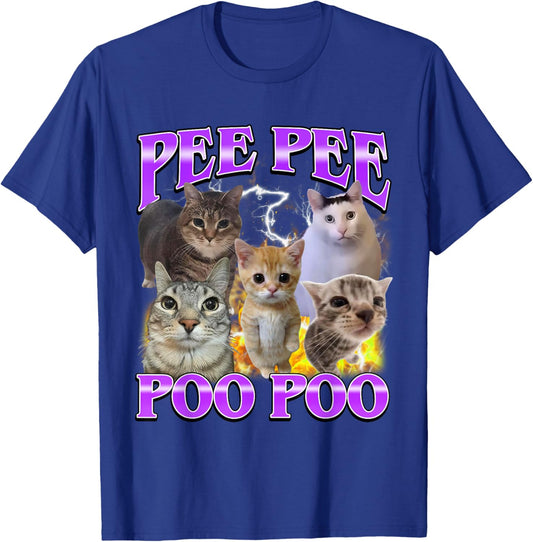 Pee Pee Poo Poo Funny Offensive Cat Meme Men Women T-Shirt - T-Shirt | Royal