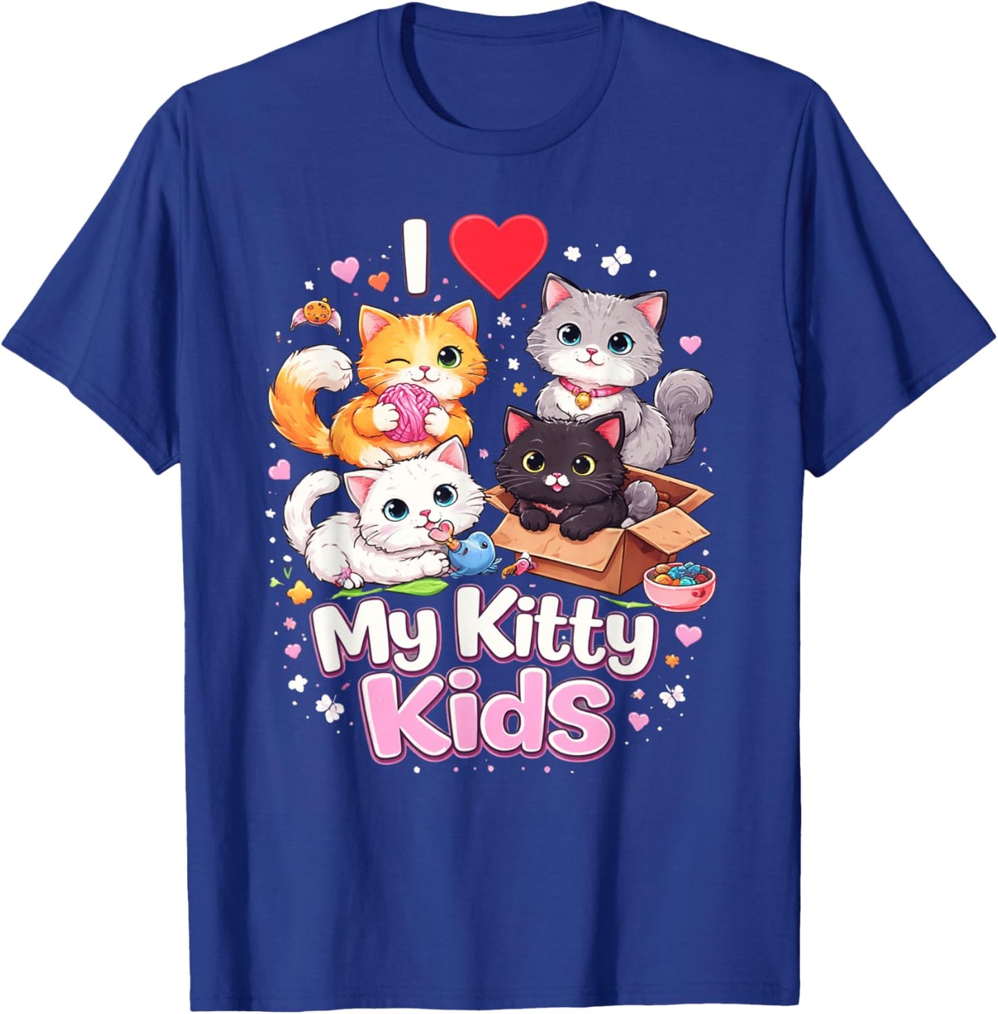 I Love My Kitty Kids Cute Cat Graphic T-Shirt - T-Shirt | Royal