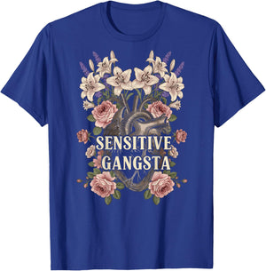 Sensitive Gangsta Floral Heart Nature Lover Women Aesthetic T-Shirt - T-Shirt | Royal