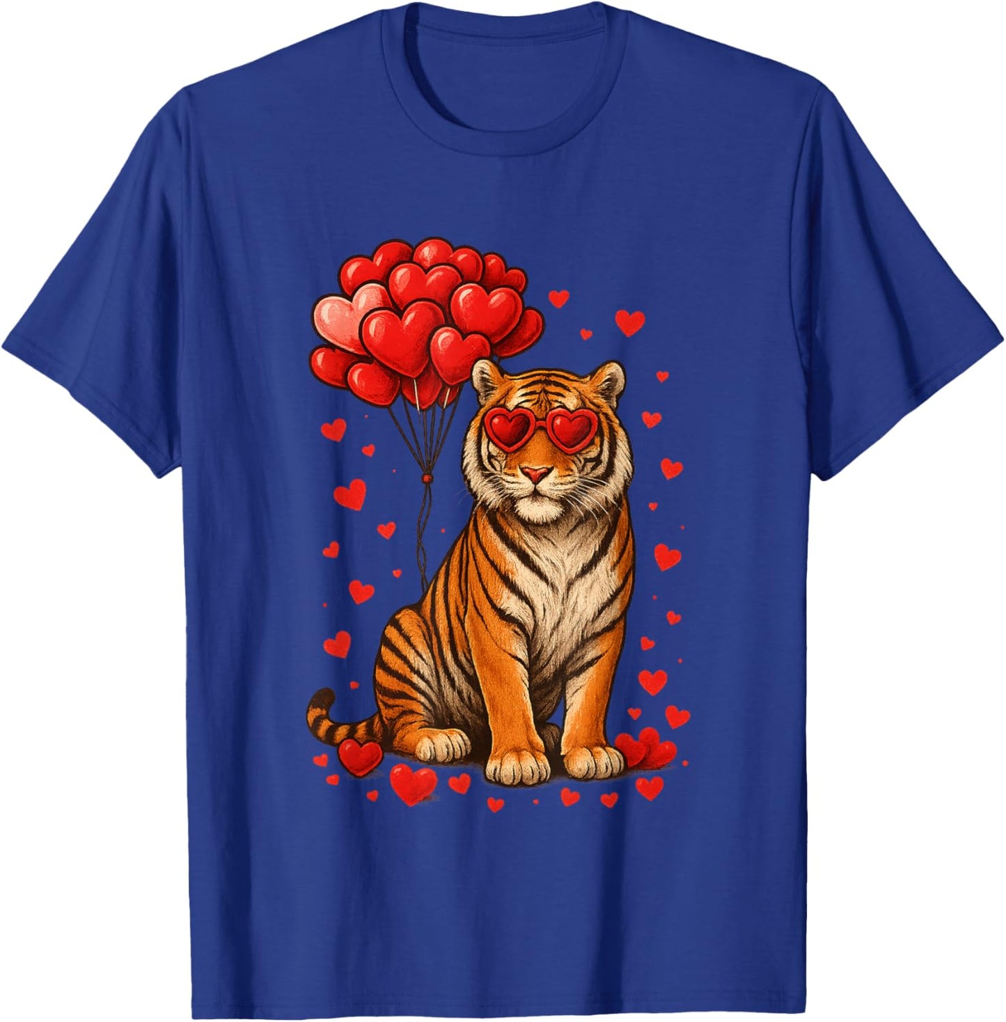Funny Tiger Valentine's Day Heart Animals Lover Gifts T-Shirt - T-Shirt | Royal