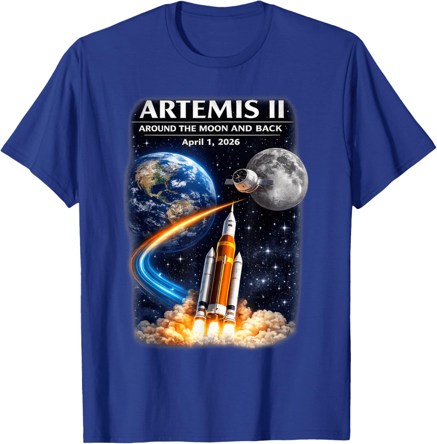 Artemis II Rocket Space Launch Back to The Moon Mission 2026 T-Shirt - T-Shirt | Royal