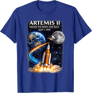 Artemis II Rocket Space Launch Back to The Moon Mission 2026 T-Shirt - T-Shirt | Royal