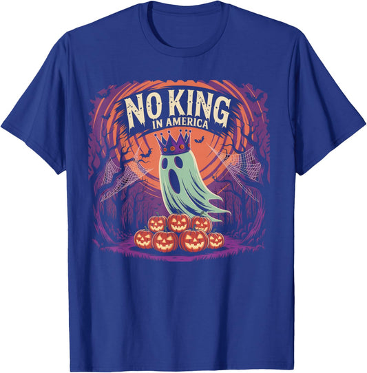 Funny Halloween No Kings in America Since 1776 Distressed T-Shirt - T-Shirt | Royal