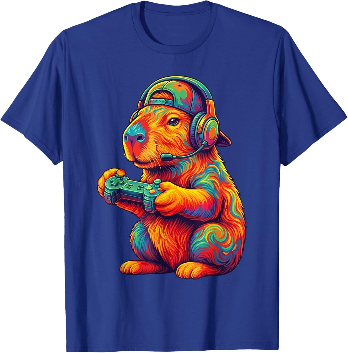 Funny Gamer Capybara Video Games Animal Gaming Capybara T-Shirt - T-Shirt | Royal