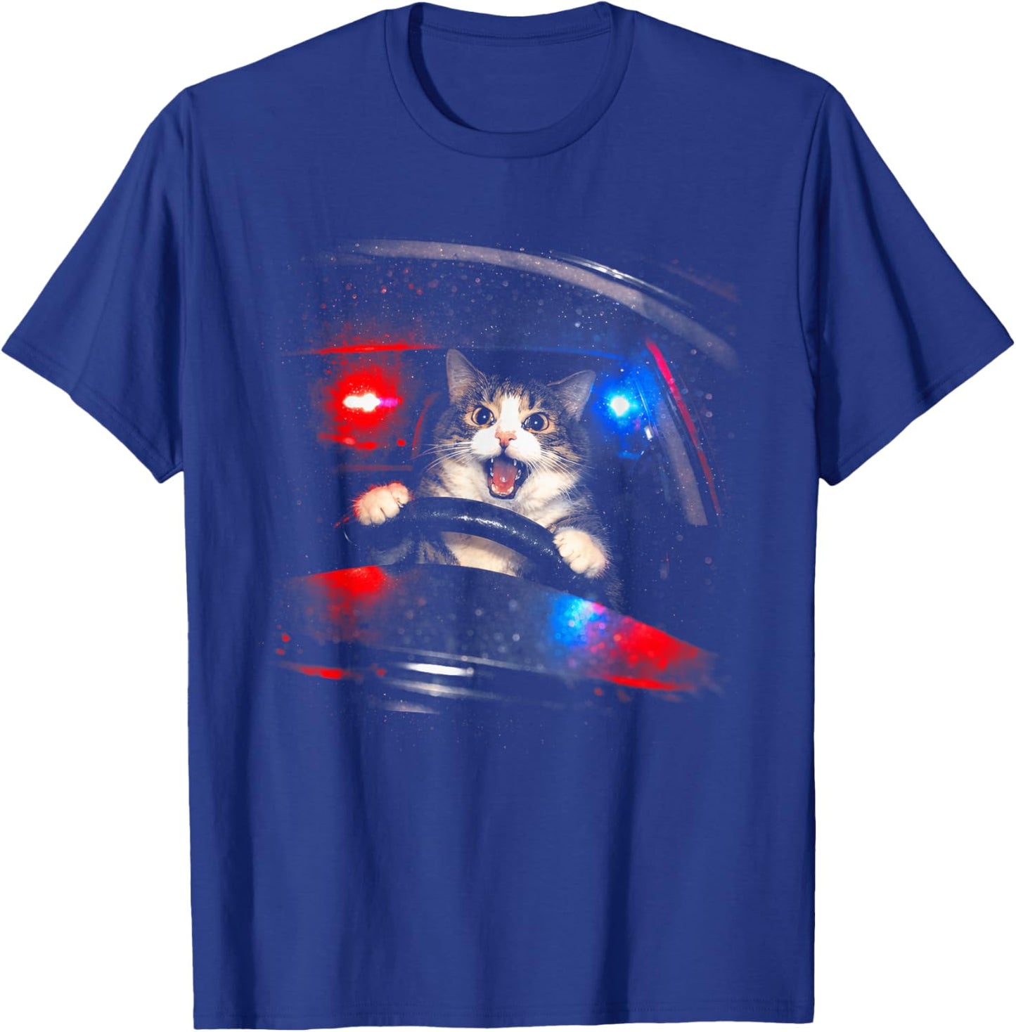 Funny Police Cat Driving Car Vintage Cat Meme T-Shirt - T-Shirt | Royal