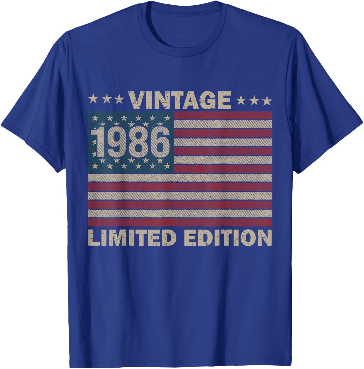 US Flag 40 Birthday American USA Men 40yr 1986 40th Birthday T-Shirt - T-Shirt | Royal