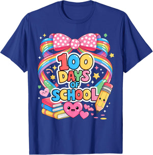 100th Day of School 100 Days Teacher Coquette Bow T-Shirt - T-Shirt | Royal