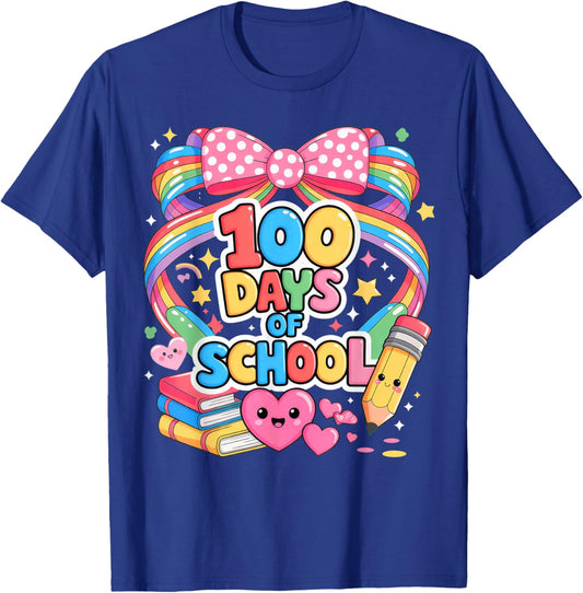 100th Day of School 100 Days Teacher Coquette Bow T-Shirt - T-Shirt | Royal