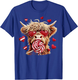 Highland Cow Valentine Funny Cow Lovers Kids T-Shirt - T-Shirt | Royal