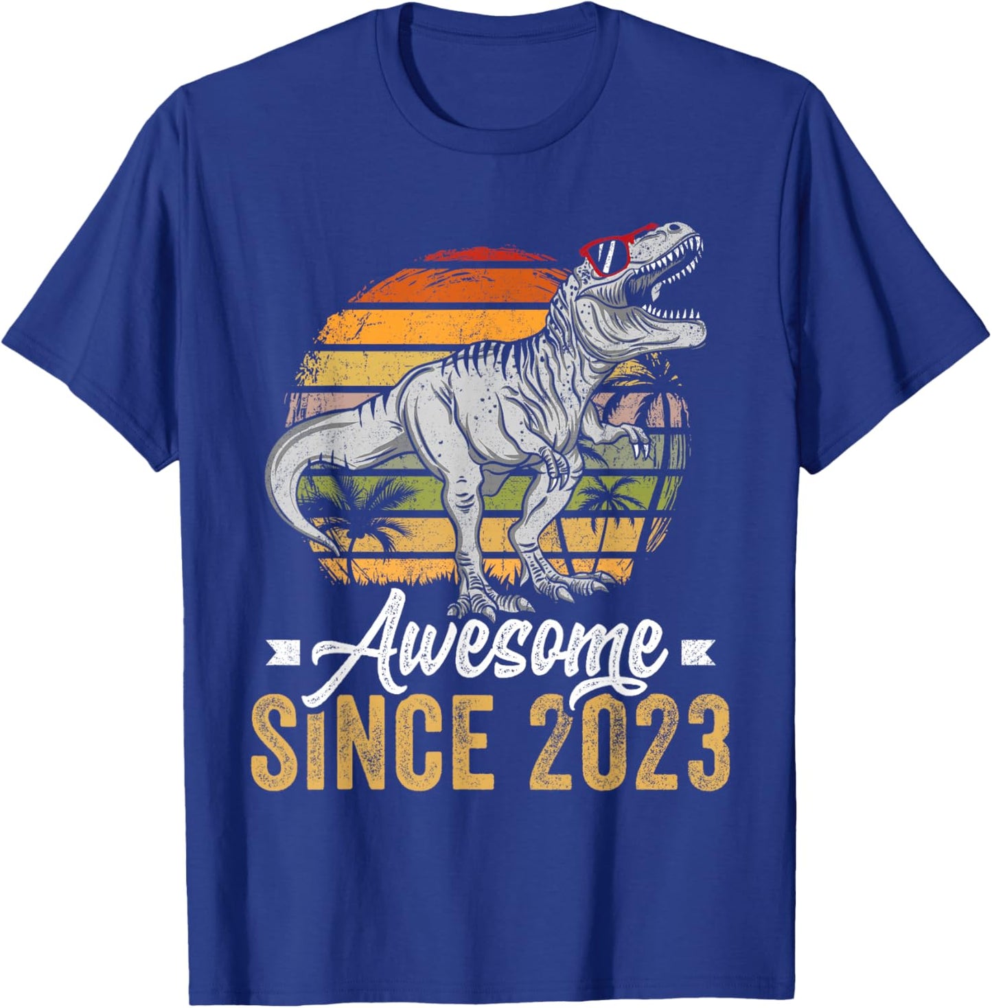Awesome Since 2023 3 Years Old 3rd Birthday T-Rex Dinosaur T-Shirt - T-Shirt | Royal