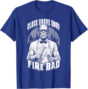 Barber Halloween Funny Frankenstein Close Shave Good Barbers T-Shirt - T-Shirt | Royal