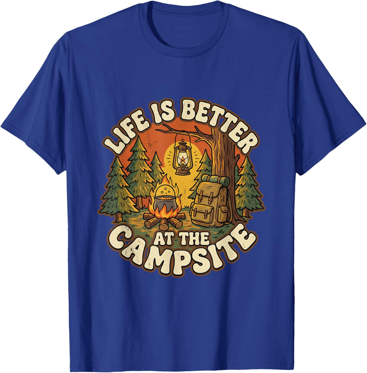 Vintage Camping Adventure Outdoor Gift Life is Better T-Shirt - T-Shirt | Royal