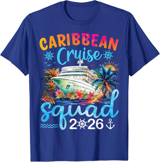 Caribbean Cruise Squad 2026 Matching Family Cruising Trip T-Shirt - T-Shirt | Royal
