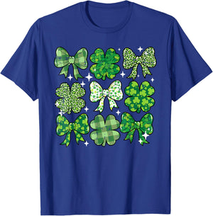 St Patricks Day Bow Coquette Saint Paddys Girls Kids Women T-Shirt - T-Shirt | Royal