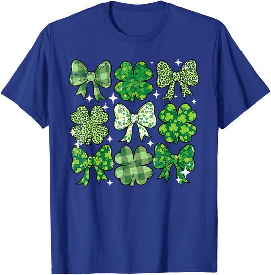 St Patricks Day Bow Coquette Saint Paddys Girls Kids Women T-Shirt - T-Shirt | Royal