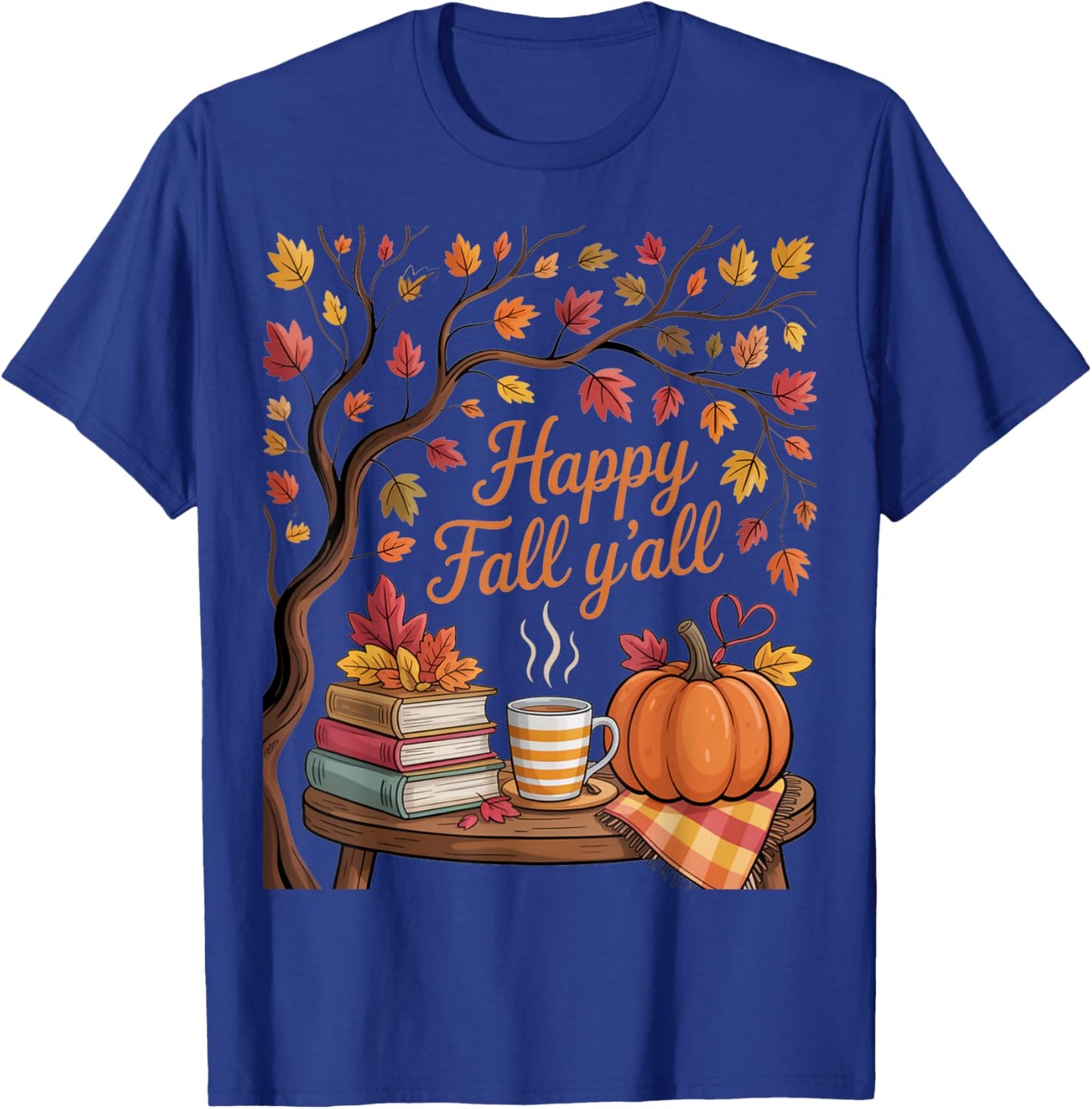 Happy Fall Y'all Floral Pumpkin Autumn Coffee Women T-Shirt - T-Shirt | Royal