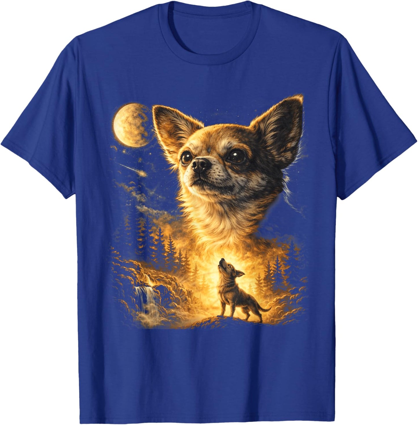 Chihuahua Howling The Moon Funny Chihuahua Meme Dog Parody T-Shirt - T-Shirt | Royal