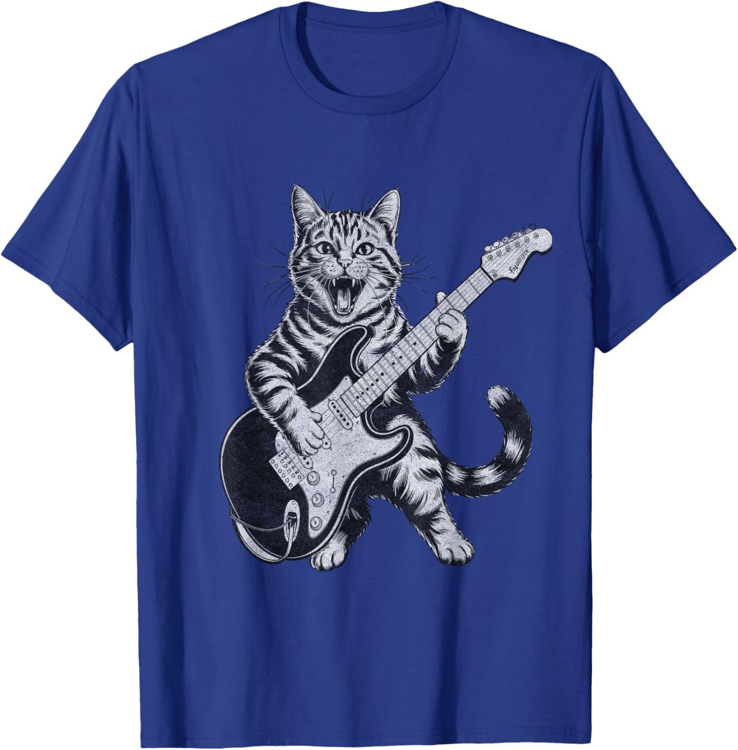 Funny Cat Playing Guitar Rock and Roll , and Kids T-Shirt - T-Shirt | Royal