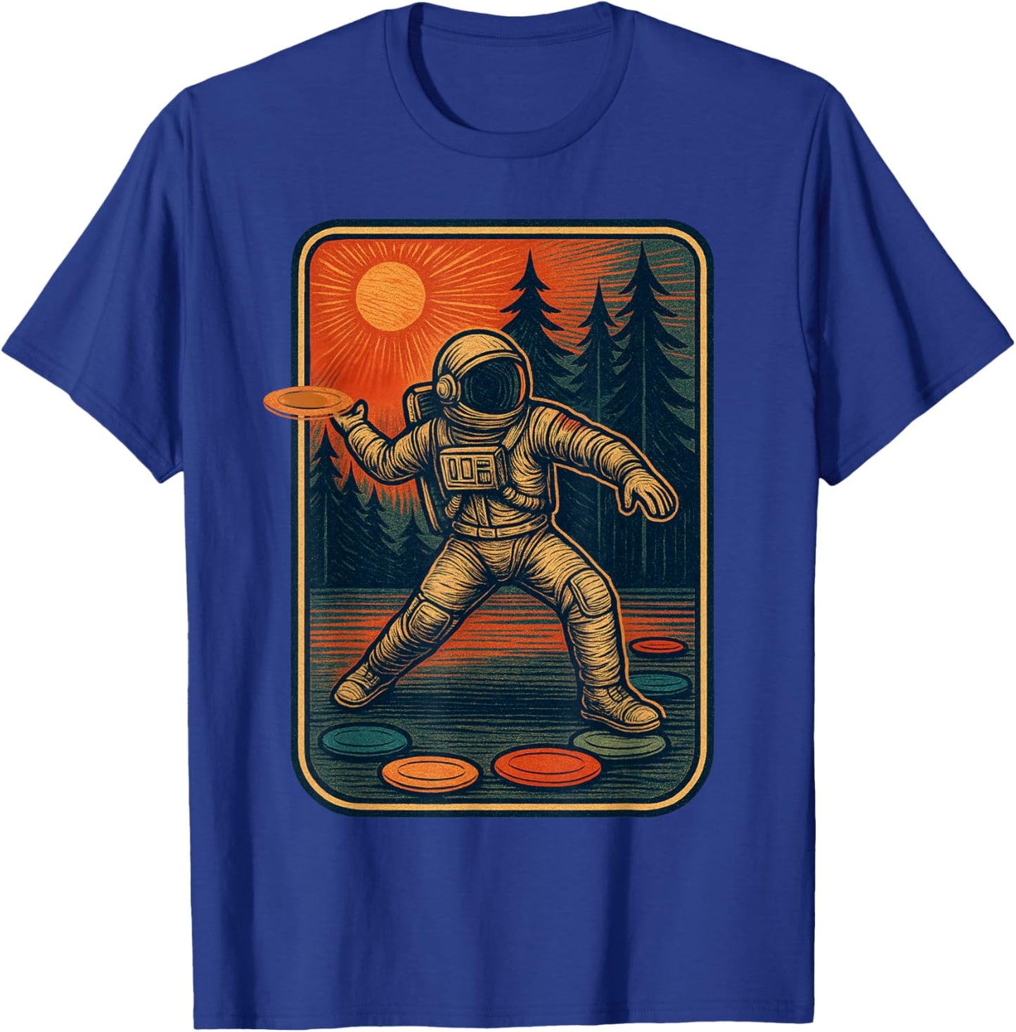 Astronaut Disc Golfer Funny Disc Golf T-Shirt - T-Shirt | Royal