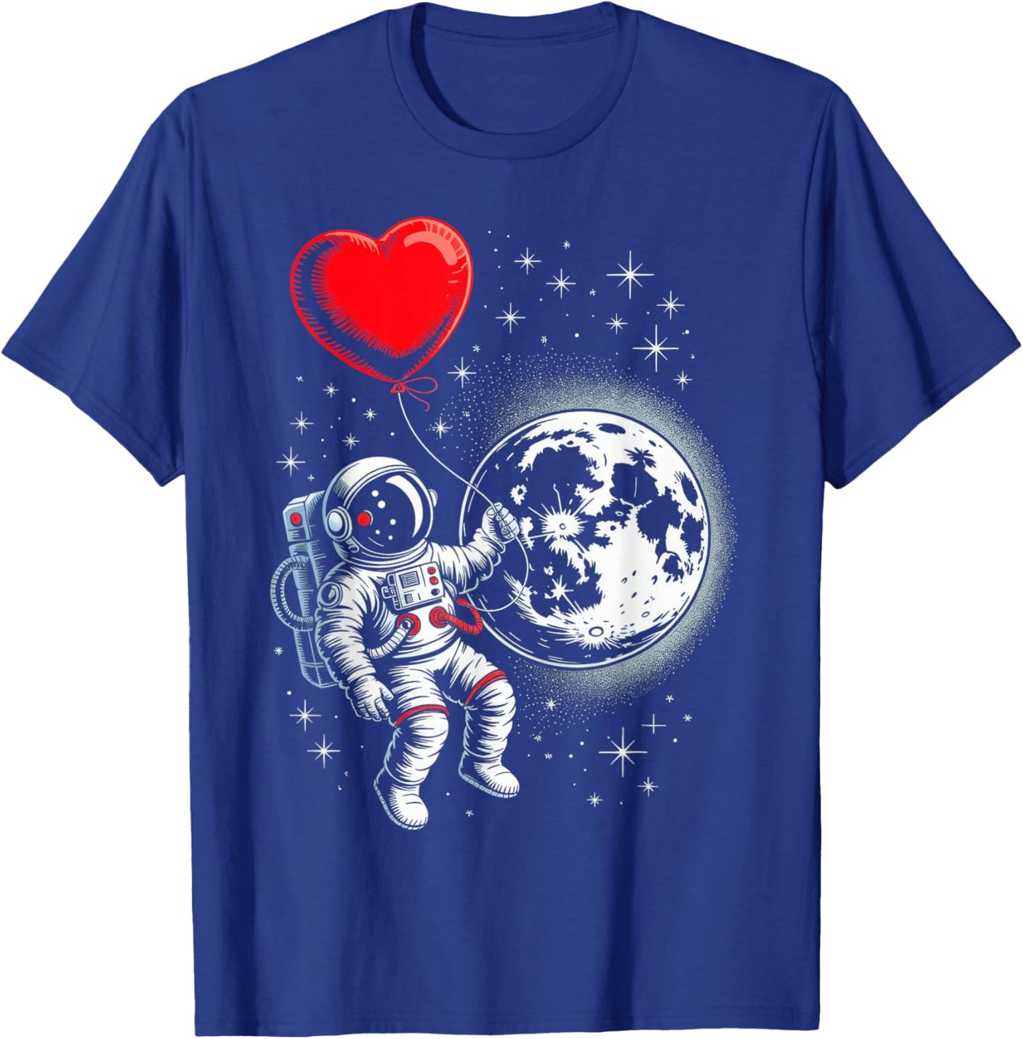 Space Astronaut Heart Balloon Valentine T-Shirt - T-Shirt | Royal