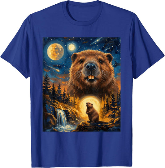 Beaver Howling to The Moon T-Shirt - T-Shirt | Royal