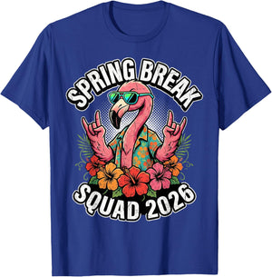Spring Break Squad 2026 Flamingo Funny Matching Group Trip T-Shirt - T-Shirt | Royal