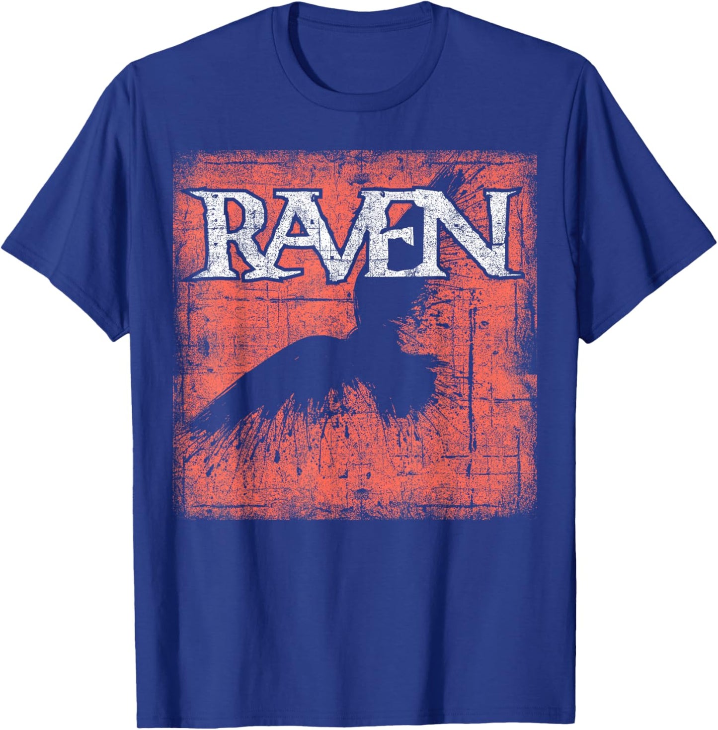 Raven Beautiful Night Bird silhouettte Black Crow Distressed T-Shirt - T-Shirt | Royal
