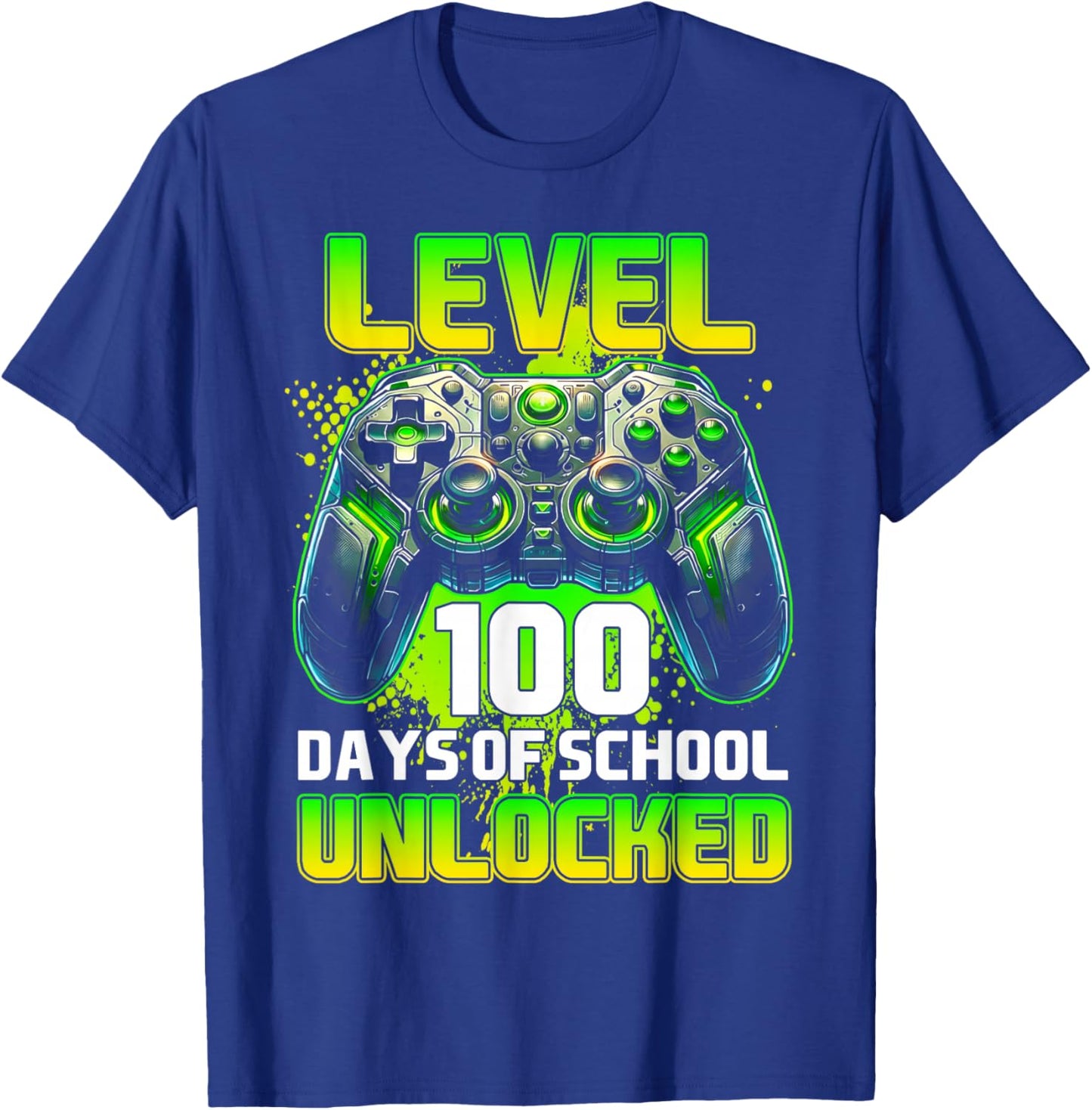 Level 100th Day of School Unlocked Gaming Video Games Boys T-Shirt - T-Shirt | Royal