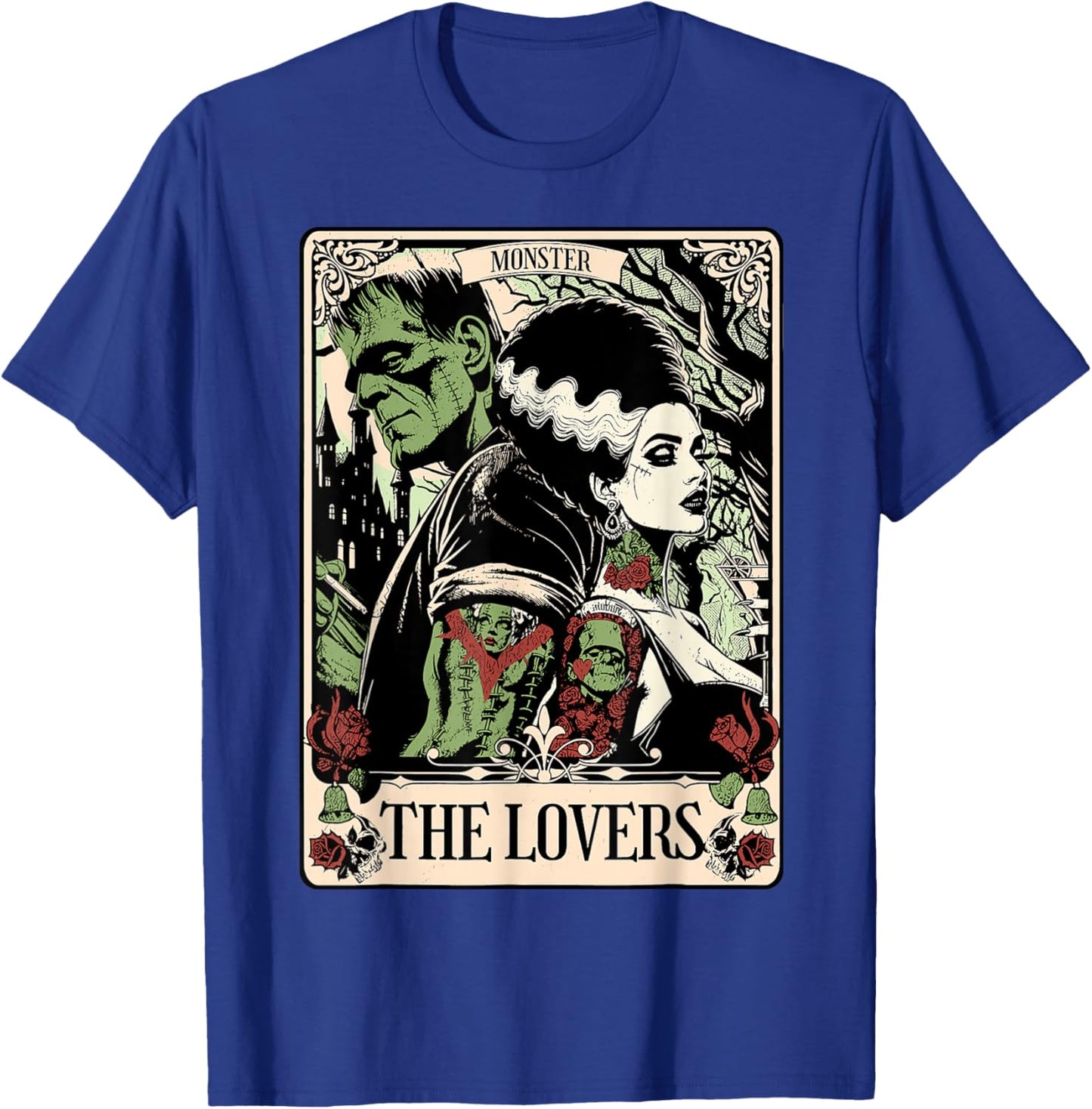 Halloween The Monster and Bride The Lovers Tarot Card T-Shirt - T-Shirt | Royal
