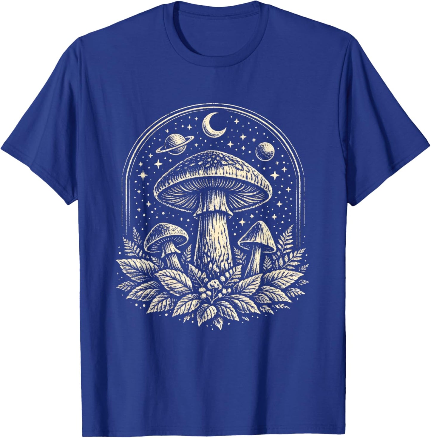 Celestial Mushroom Moon Planet Witchy Fungi Forest T-Shirt - T-Shirt | Royal