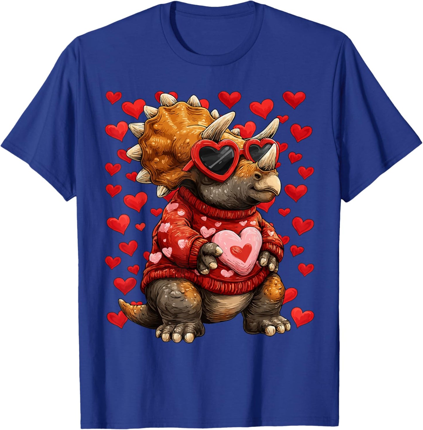 Triceratops with Heart Sunglasses Valentines Day Dinosaurs T-Shirt - T-Shirt | Royal