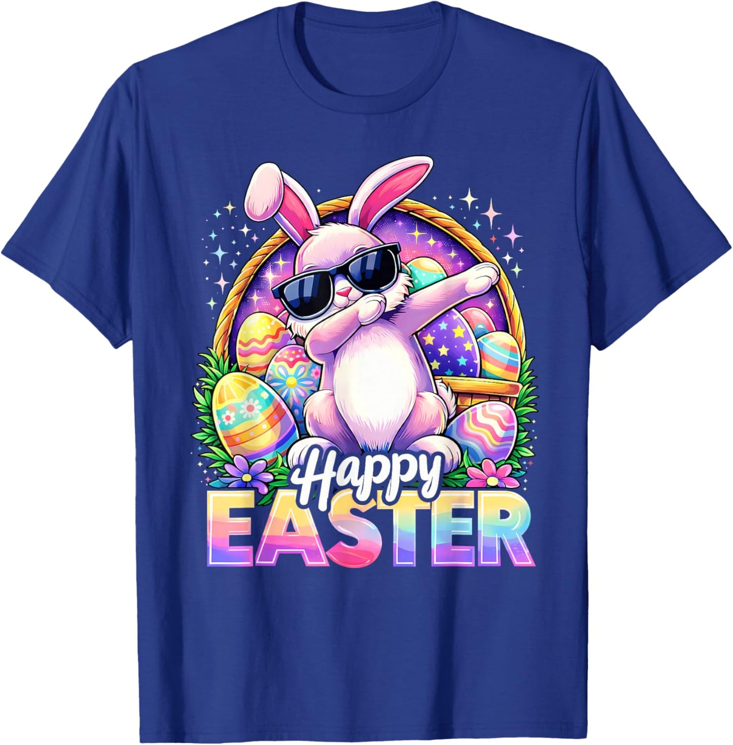 Funny Dabbing Bunny Happy Easter Sunglasses Men Women Kids T-Shirt - T-Shirt | Royal
