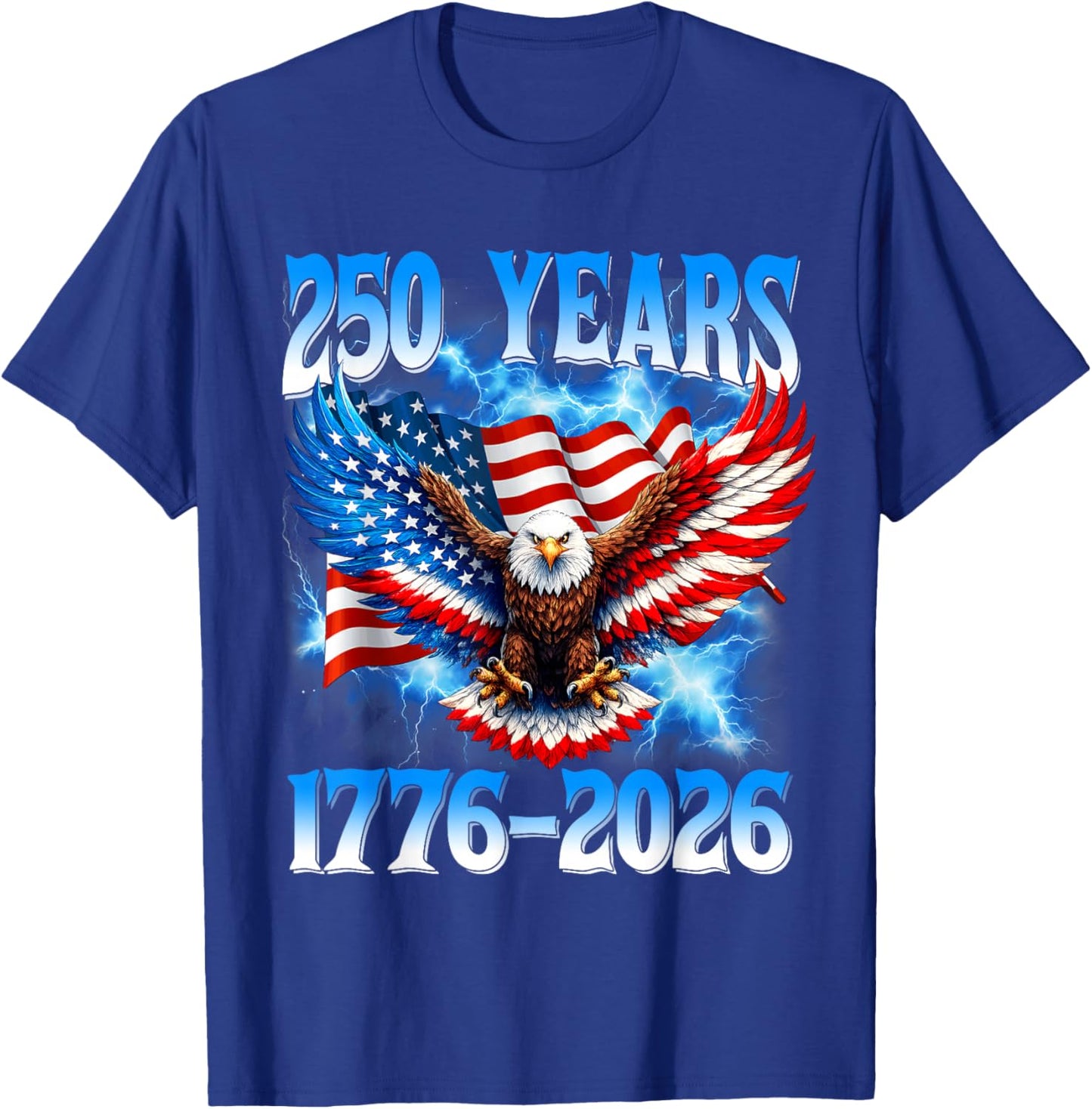 Flag Vintage 250 Years American 1776 2026 250th USA Birthday T-Shirt - T-Shirt | Royal