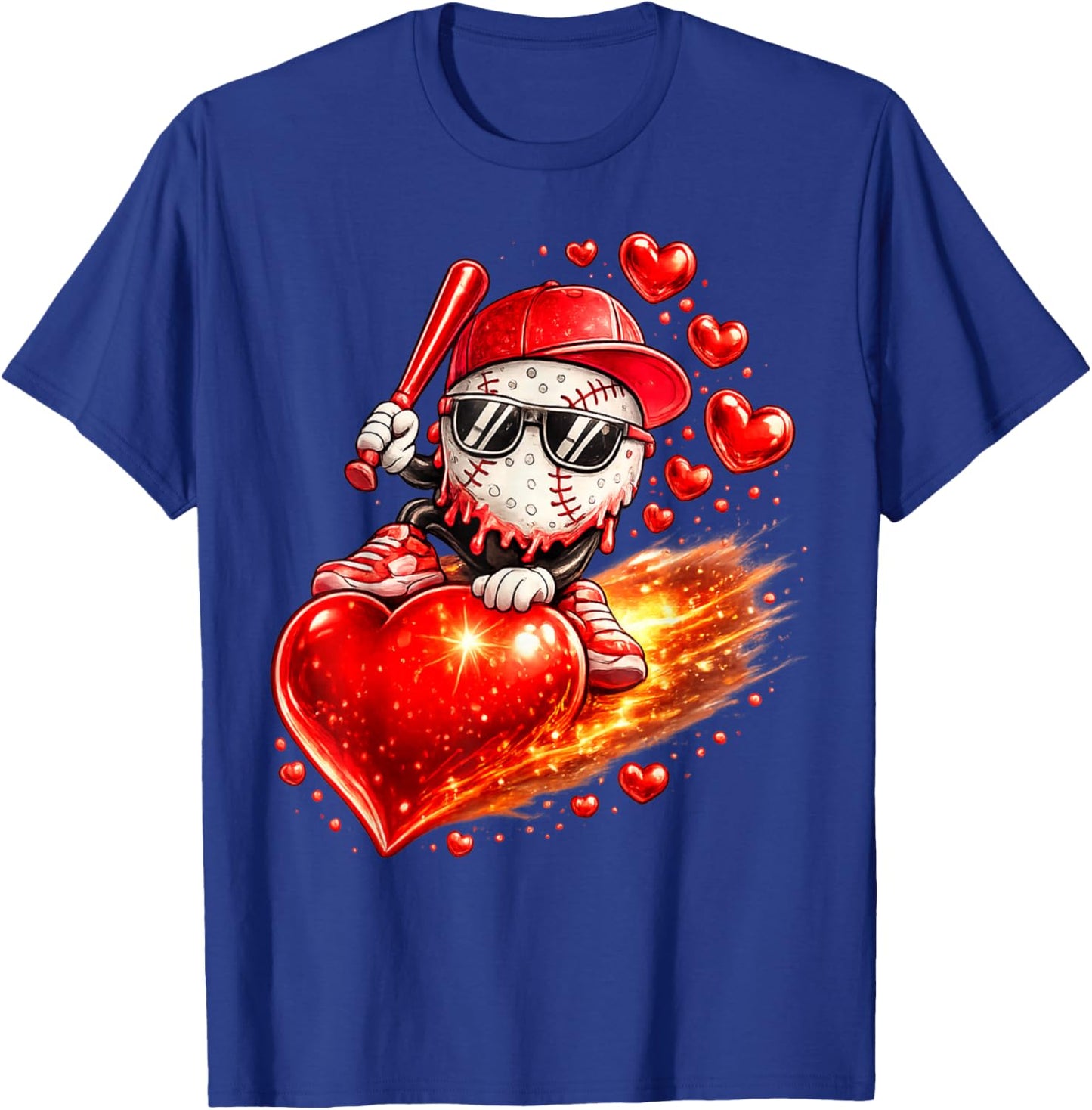 Baseball Valentine's Day Drip Ice Cream Team T-Shirt - T-Shirt | Royal