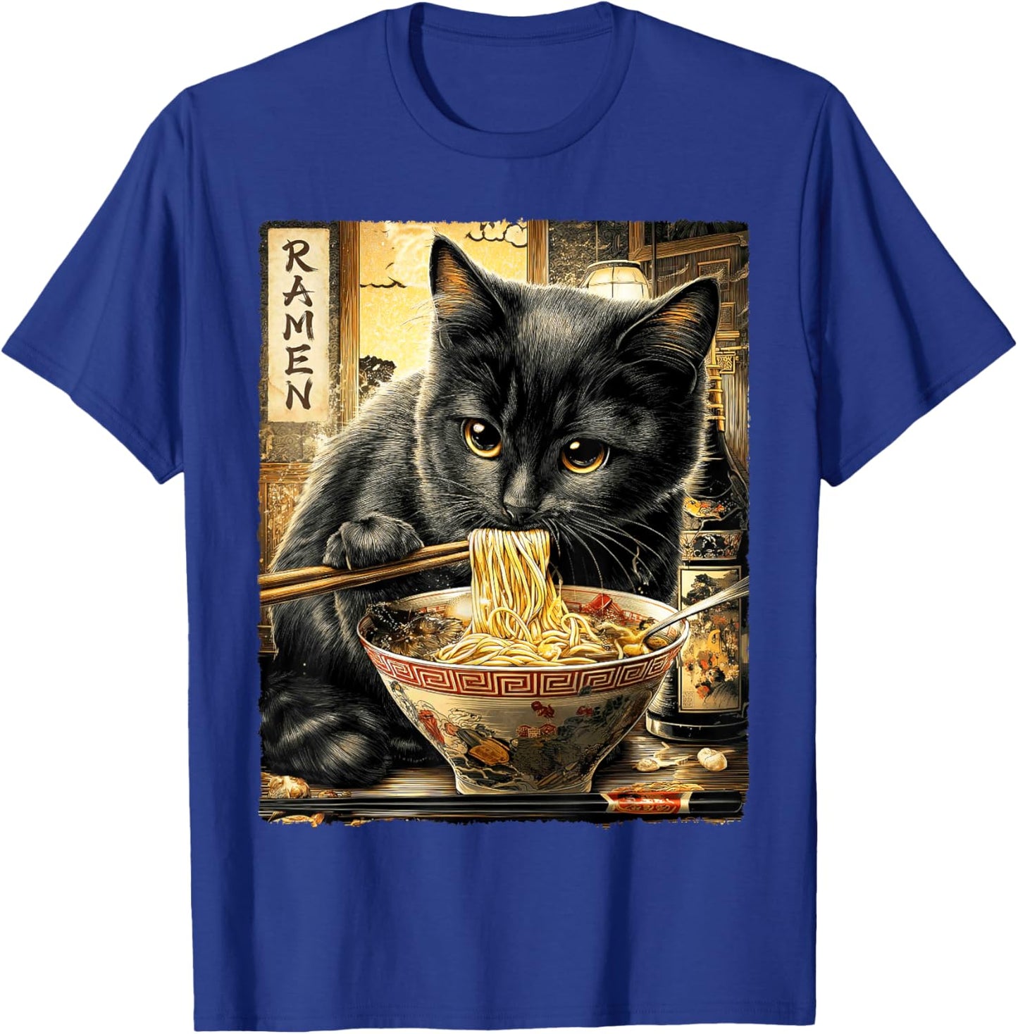 Funny Ramen Cat Noodle Lovers Anime Otaku T-Shirt - T-Shirt | Royal