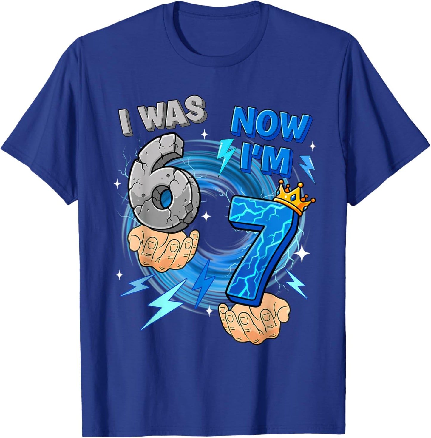 I was 6 Now I'm 7 7th Birthday 6 7 Birthday Shirts Boys Kids T-Shirt - T-Shirt | Royal