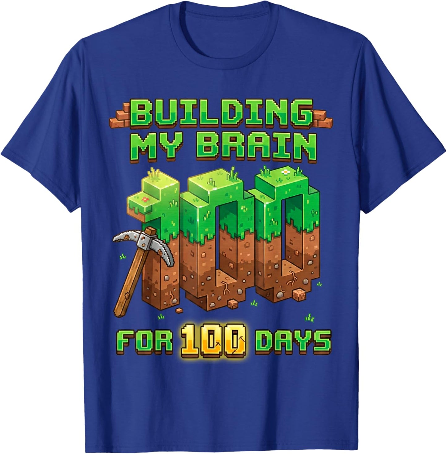 Building My Brain for 100 Days of School T-Shirt - T-Shirt | Royal