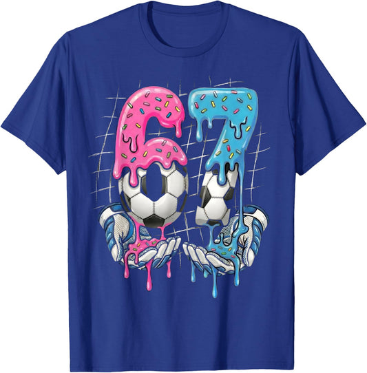 Soccer Ice Cream Drip 67 Hands Boys Sports Game Day T-Shirt - T-Shirt | Royal