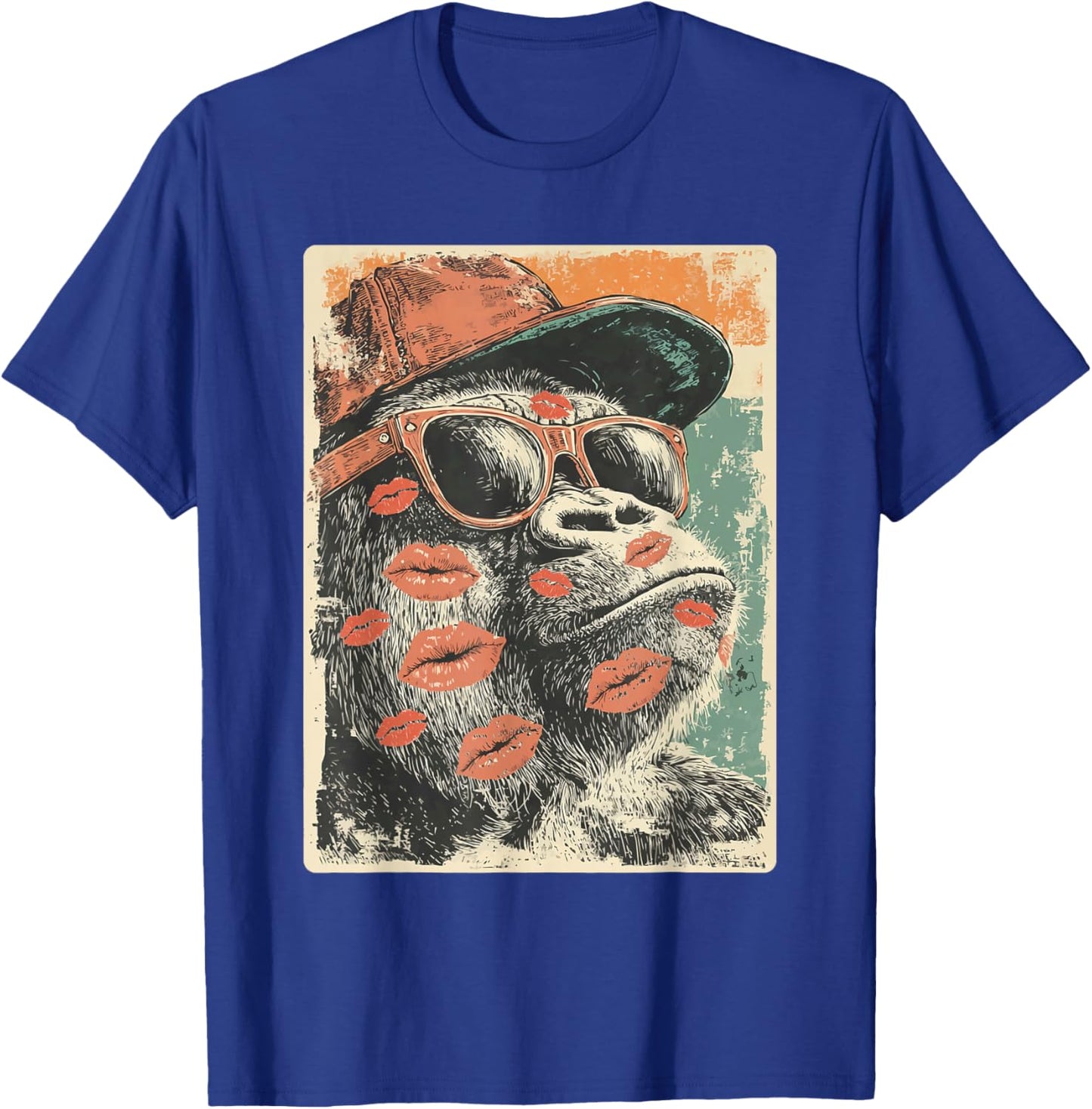 Cute Gorilla with Sunglasses Kisses Valentine's Day Animal T-Shirt - T-Shirt | Royal