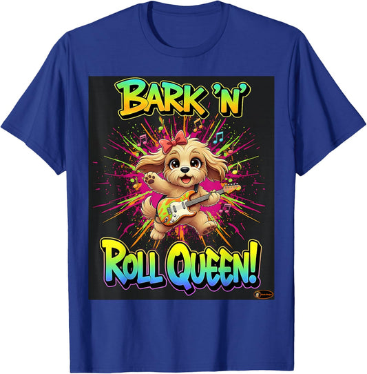 Cute Rock Puppy Guitar Design for Kids and Music Lovers T-Shirt - T-Shirt | Royal