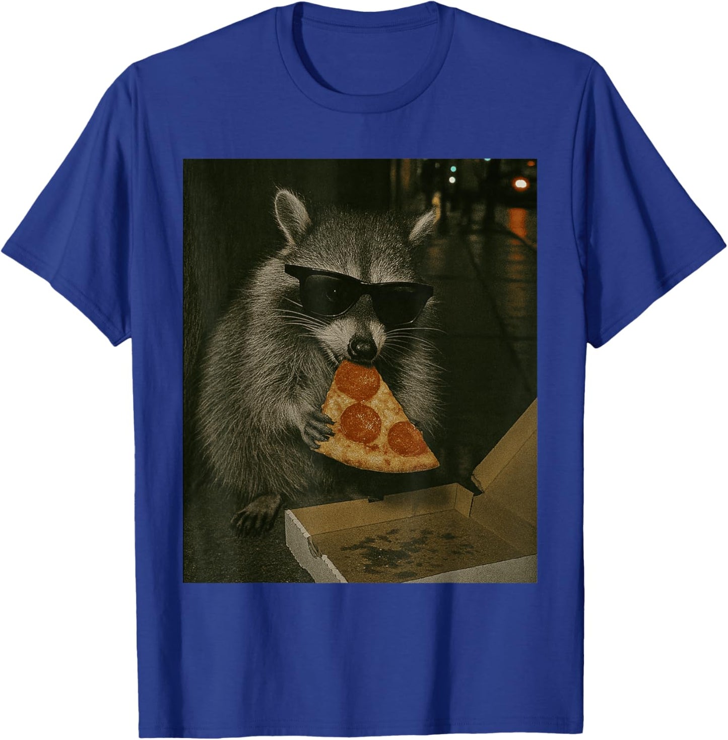 Retro Raccoon Eating Pizza Funny Racoon Meme T-Shirt - T-Shirt | Royal