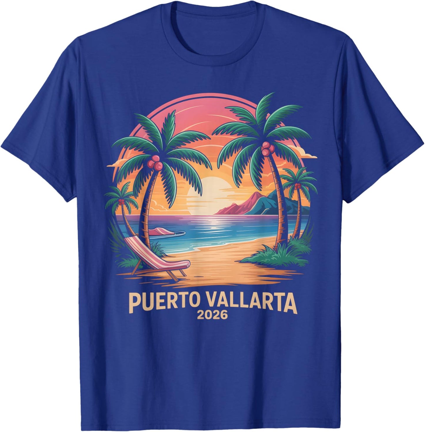Vintage Puerto Vallarta 2026 Beach Trip Holiday Vacay BFF T-Shirt - T-Shirt | Royal