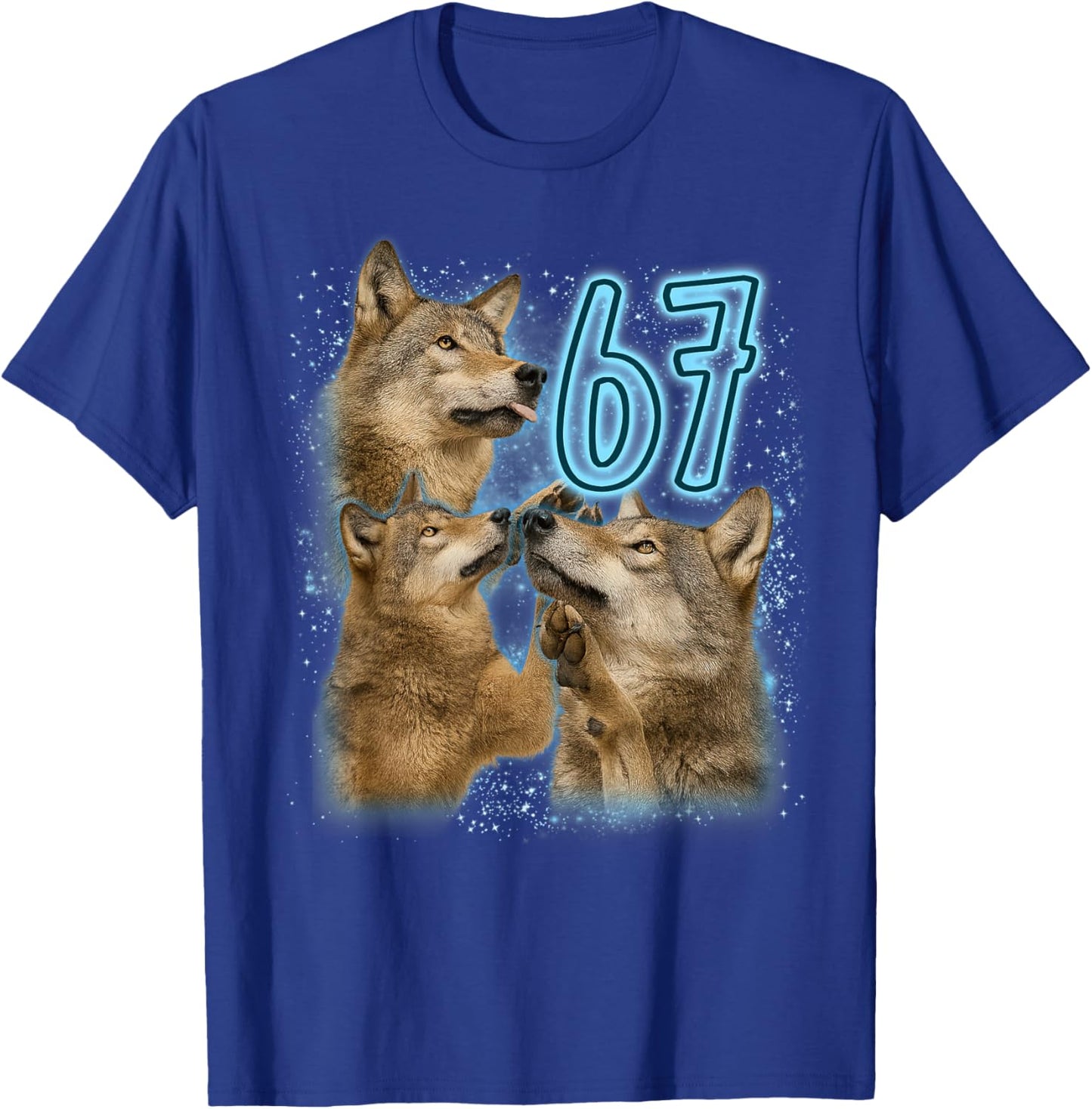 Wolf Lover 67 Meme Funny Six Seven Sarcastic Wild Animal T-Shirt - T-Shirt | Royal