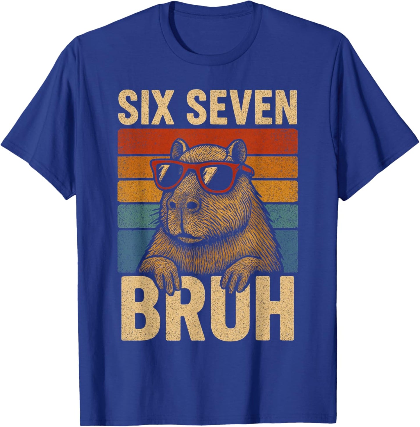 Six Seven Bruh Capybara Retro Vintage Funny 67 Meme Kids T-Shirt - T-Shirt | Royal