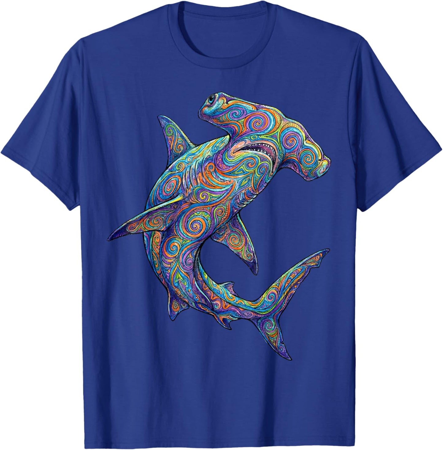 Colorful Hammerhead Shark Abstract Ocean Art Marine Life T-Shirt - T-Shirt | Royal