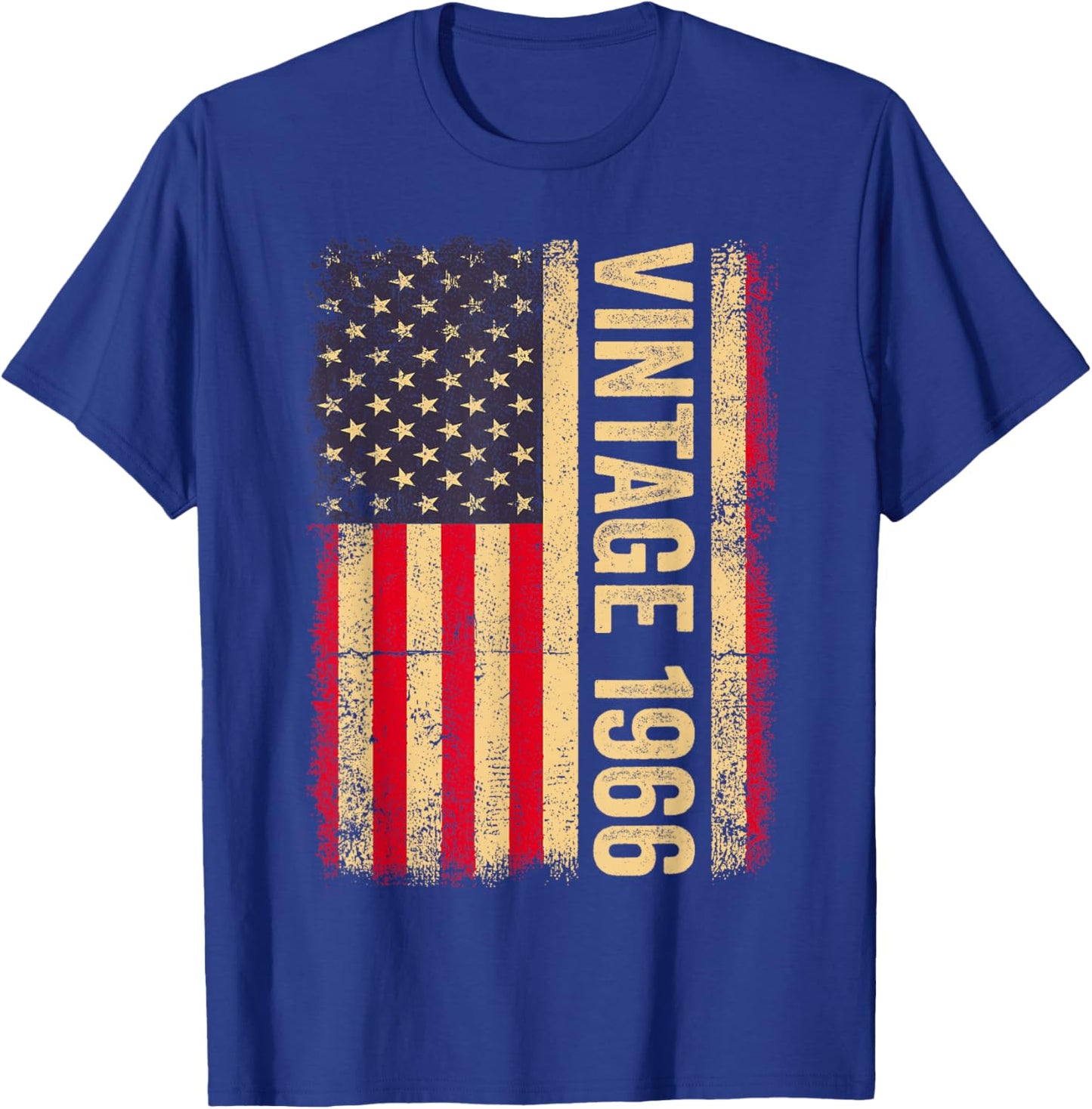 Vintage 1966 60th Birthday US Flag Retro 60 Years Old T-Shirt - T-Shirt | Royal