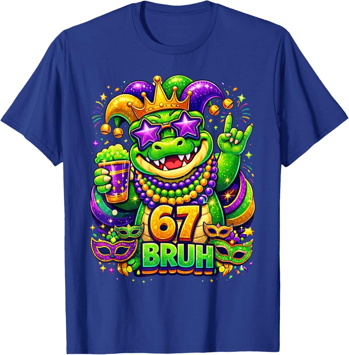67 Mardi Gras Party Alligator Mardigator Six Seven Bruh Boys T-Shirt - T-Shirt | Royal