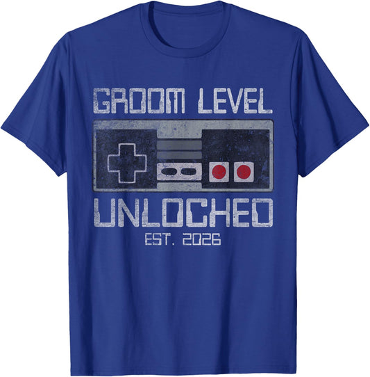 Groom Bachelor Party 2026 Gamer Husband Wedding Groomsmen T-Shirt - T-Shirt | Royal