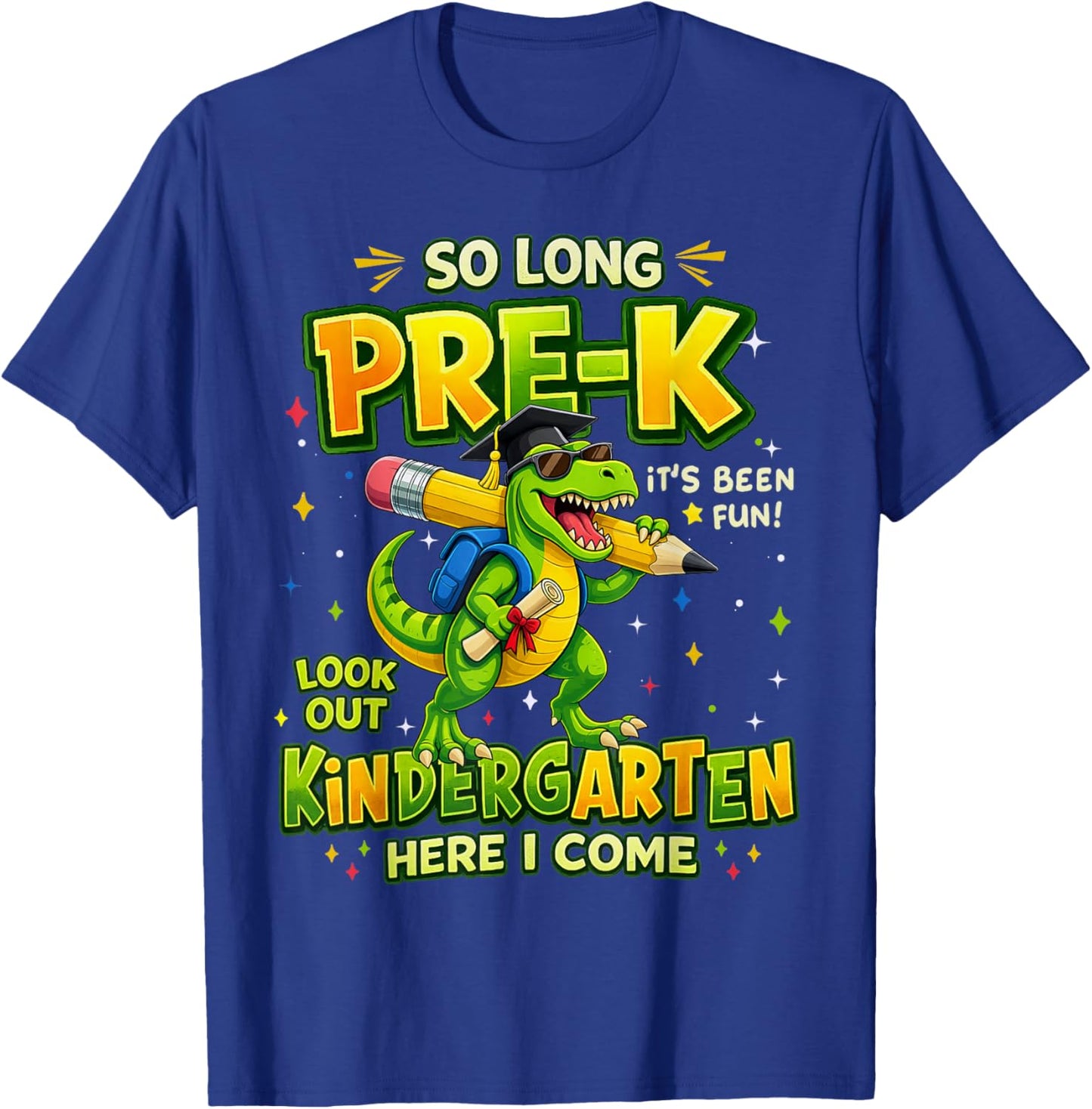 Preschool Graduation Dinosaur Boys Pre-K Graduate T-Shirt - T-Shirt | Royal